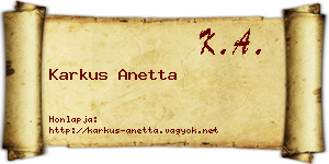 Karkus Anetta névjegykártya